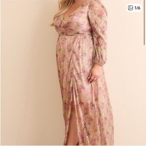ARULA Floral Shimmer Maxi Dress